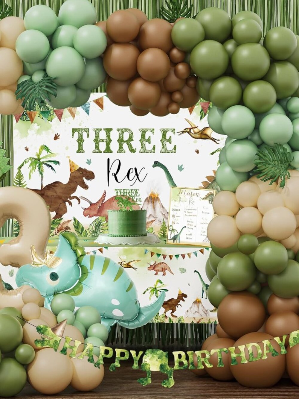 Three Rex Birthday Party Decorations Boy, Dinosaur 3rd Birthday Party Supplies,